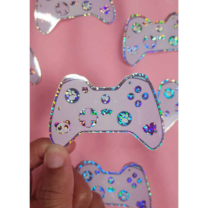 Pink Kawaii Controller Glitter Sticker