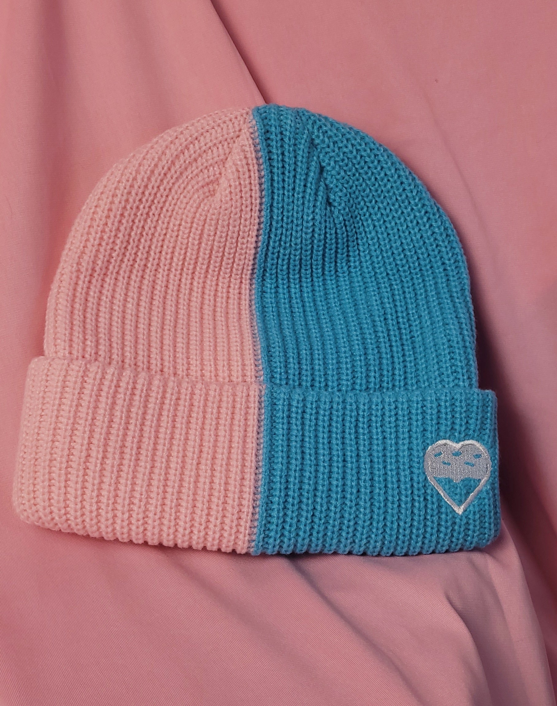 Pink/Blue Split-Tone Beanie