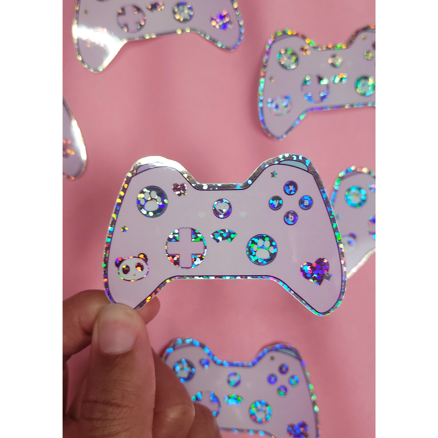 Pink Kawaii Controller Glitter Sticker