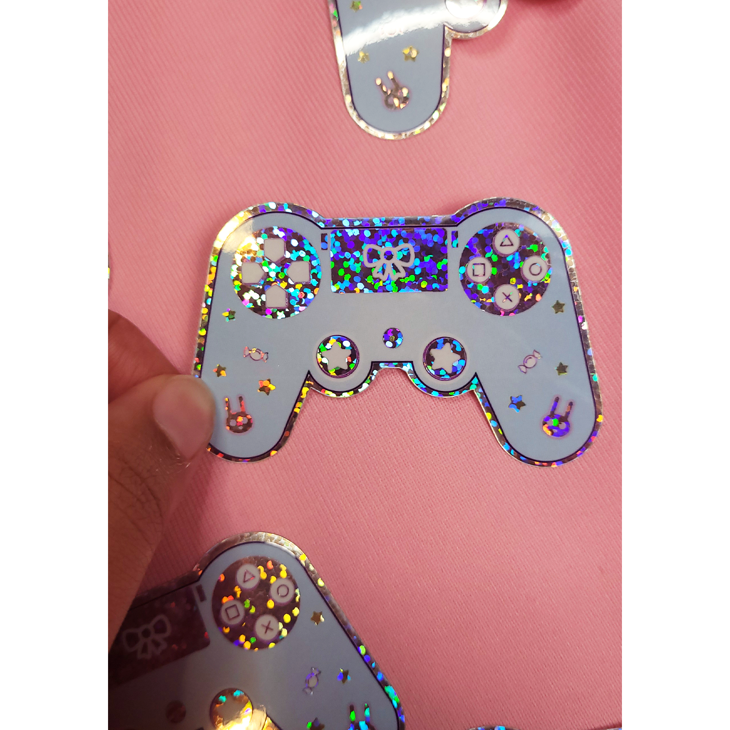 Blue Kawaii Controller Glitter Sticker