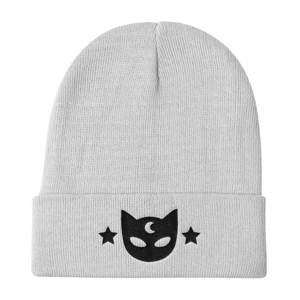 White Galaxy Kitty Knit Beanie